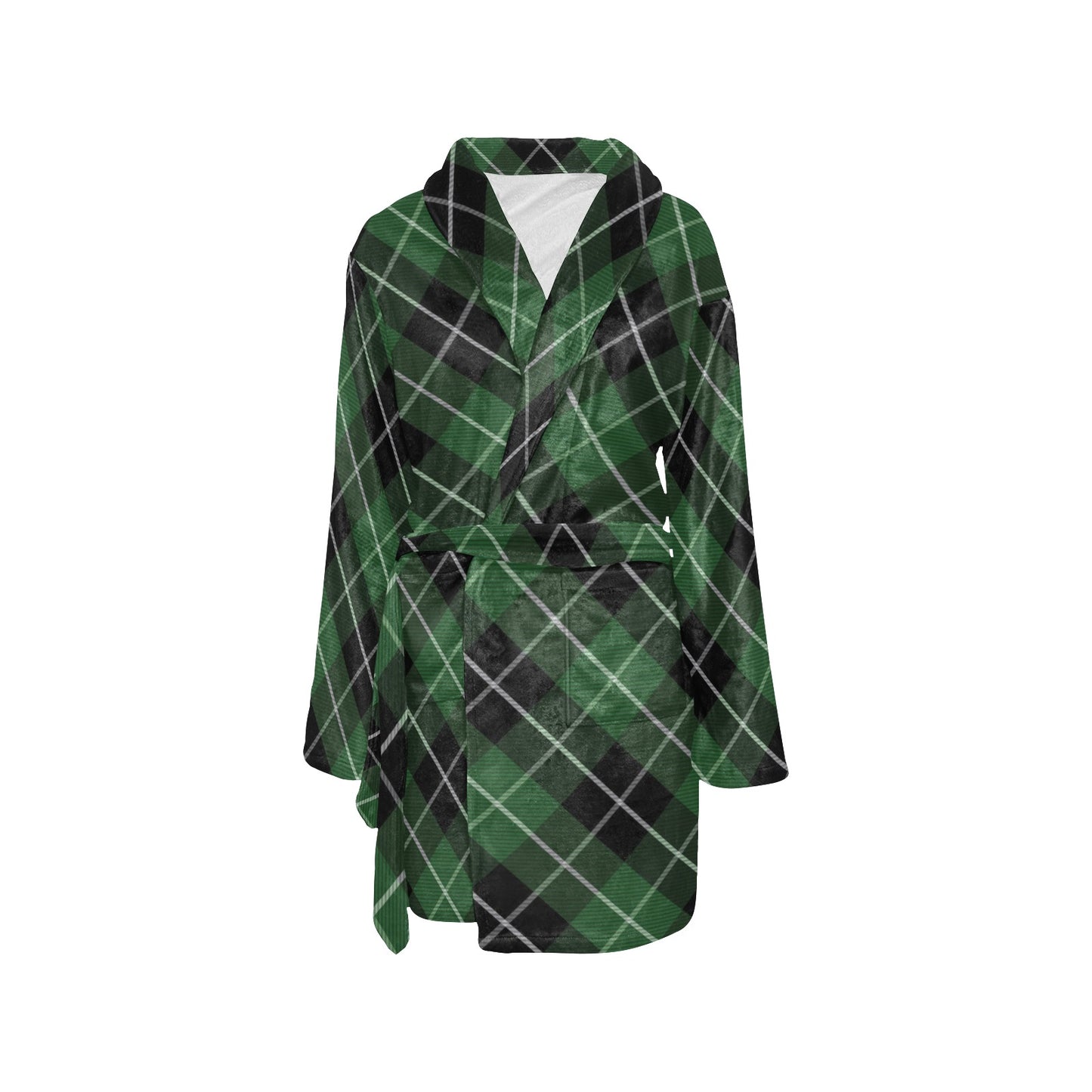 Plaid Green Pattern Print Design A05 Women's Fleece Robe