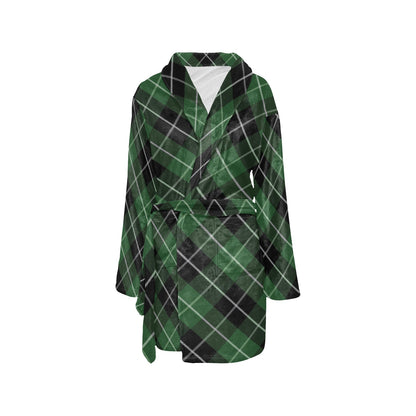Plaid Green Pattern Print Design A05 Women's Fleece Robe