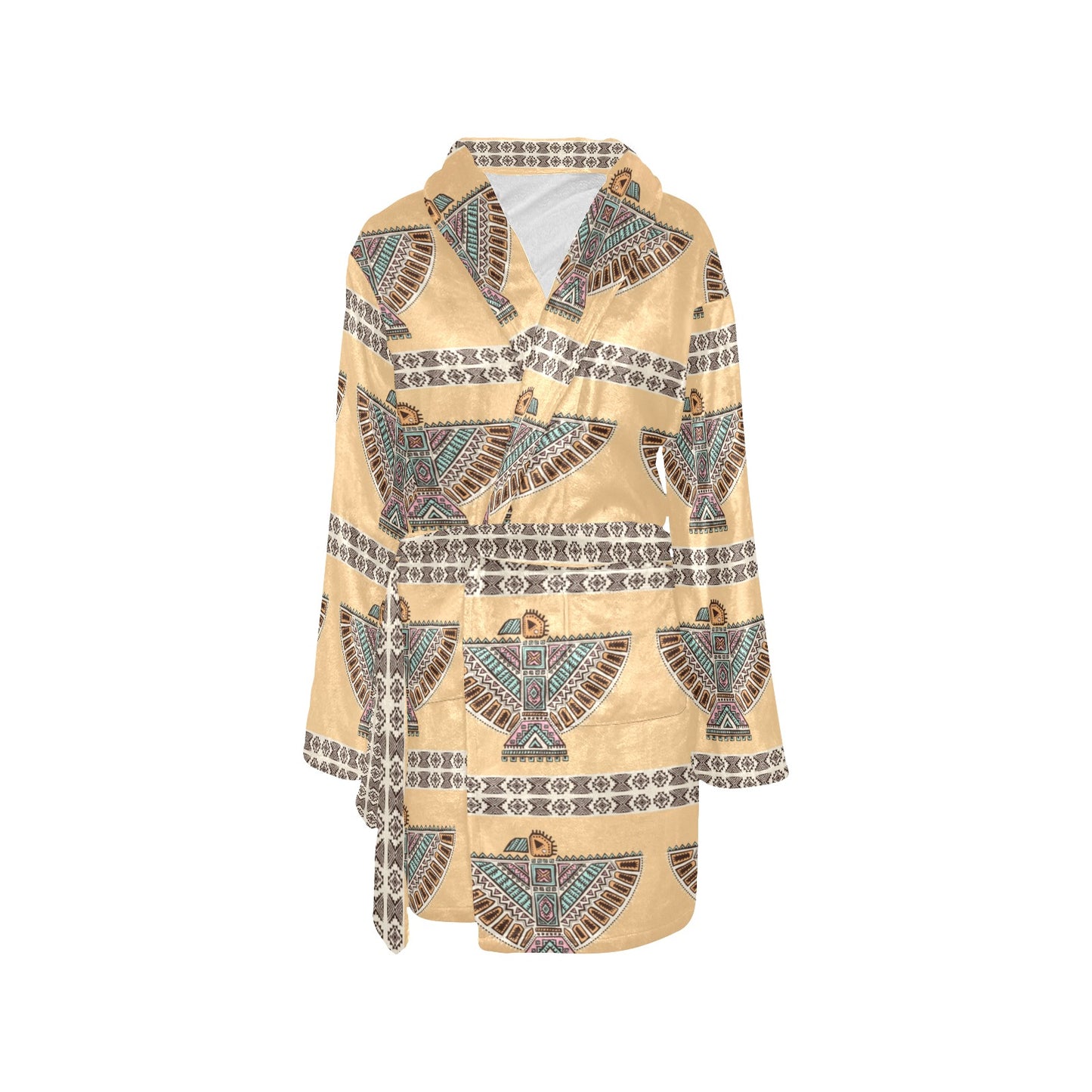 Native American Eagle Pattern Women's Fleece Robe