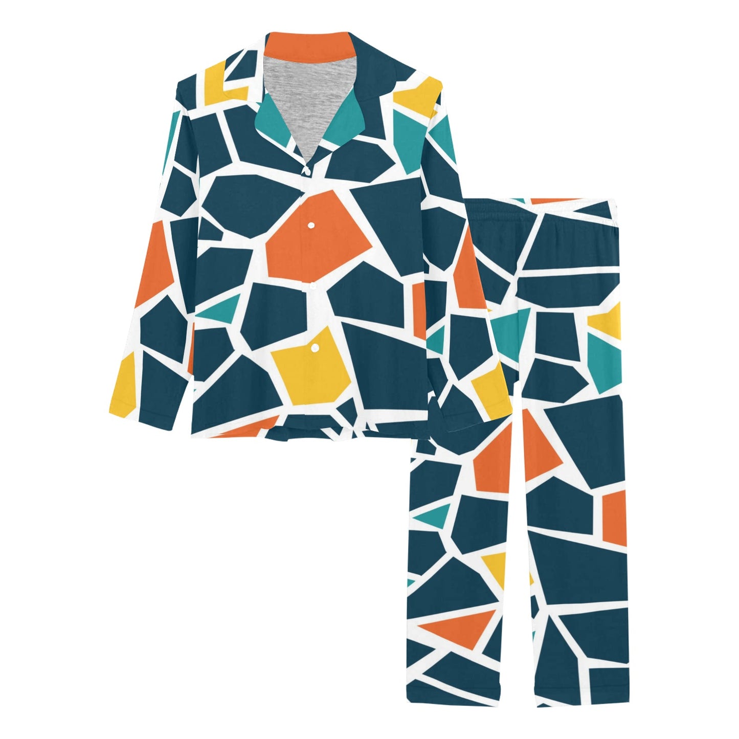 Mosaic Pattern Print Design 02 Women's Long Pajama Set