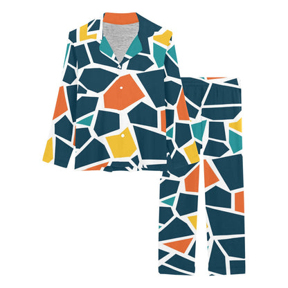 Mosaic Pattern Print Design 02 Women's Long Pajama Set