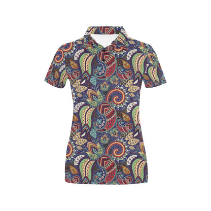 Paisley Boho Pattern Print Design A03 Women's Polo Shirt
