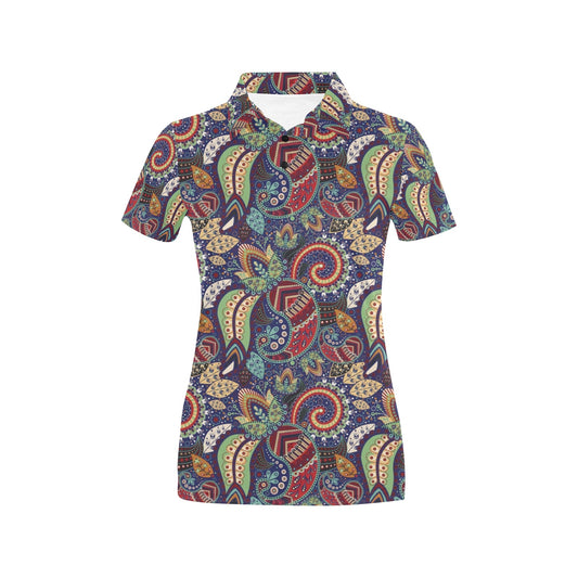 Paisley Boho Pattern Print Design A03 Women's Polo Shirt