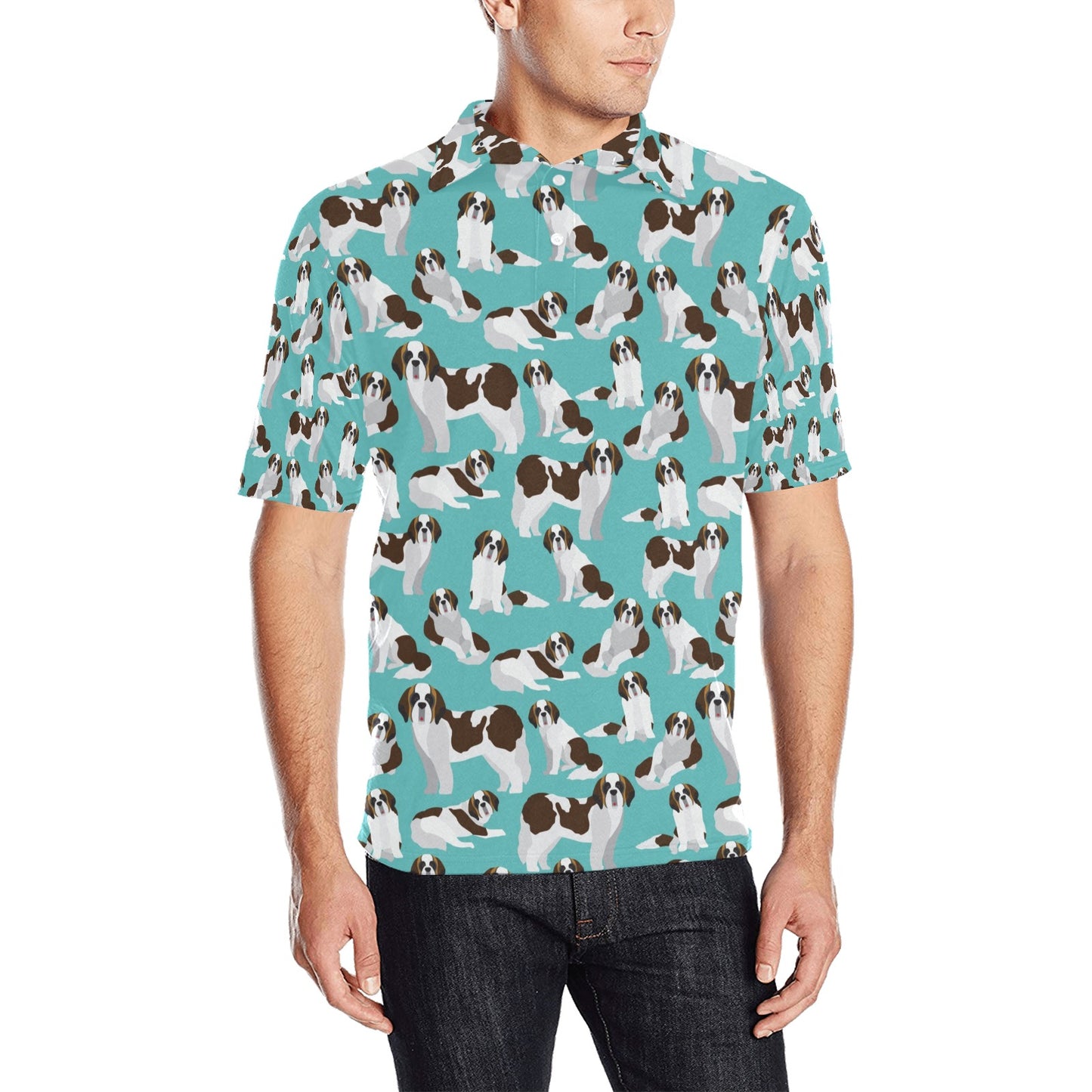 St Bernards Print Design LKS302 Men Polo Shirt