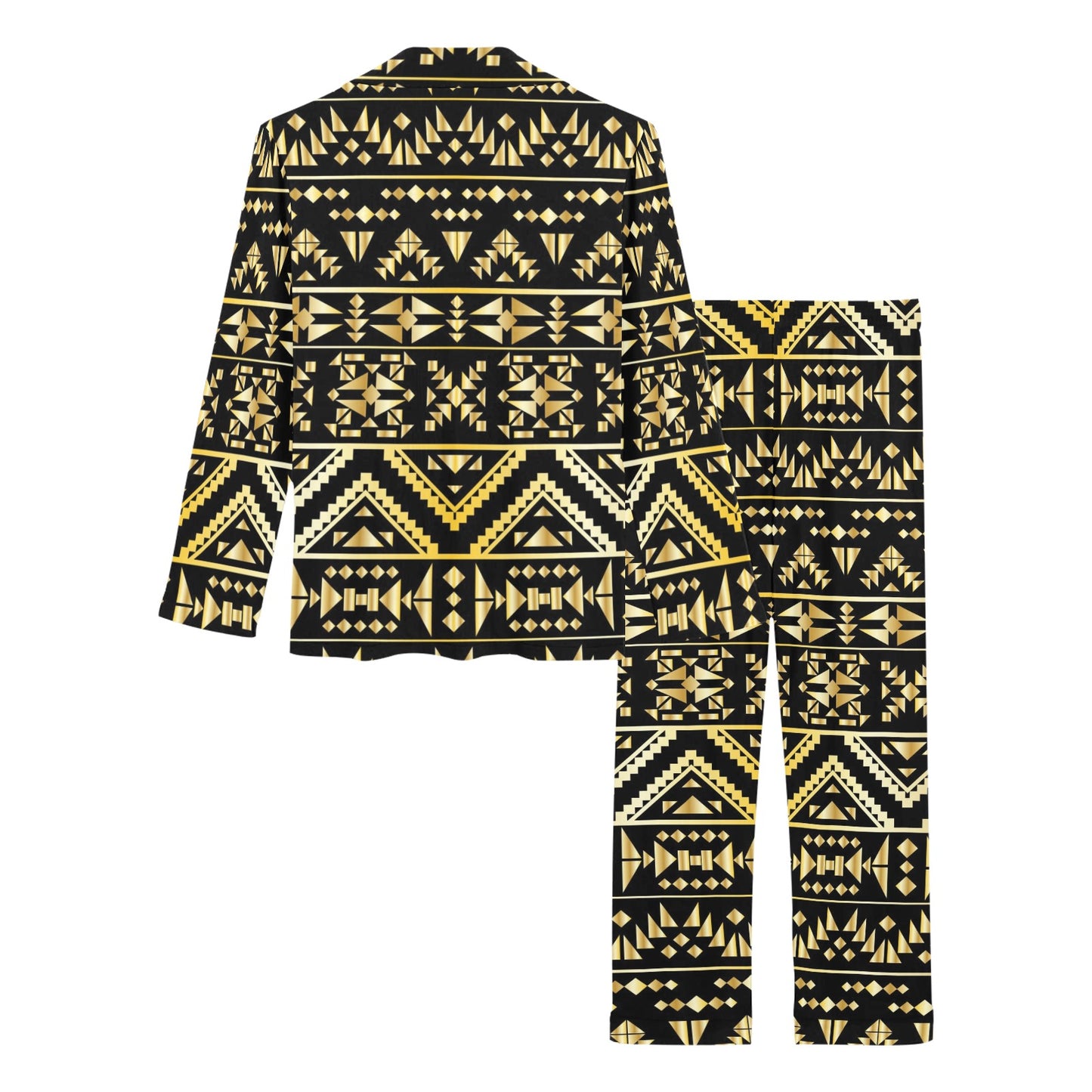 Gold Aztec Tribal Women's Long Pajama Set
