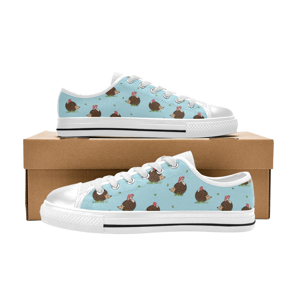 Hedgehog Print Design LKS402 Women's White Low Top Shoes