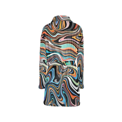 Liquid Pattern Print Design 02 Women's Fleece Robe