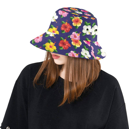 Hibiscus Colorful Print Design LKS301 Unisex Bucket Hat