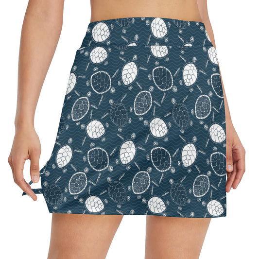 Sea Turtle Print Design LKS3015 17" Golf & Pickleball Skort with Pockets