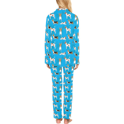 Cardigan Welsh Corgis Pattern Print Design 01 Women's Long Pajama Set
