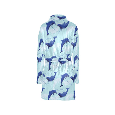 Dolphin Heart Pattern Women's Fleece Robe