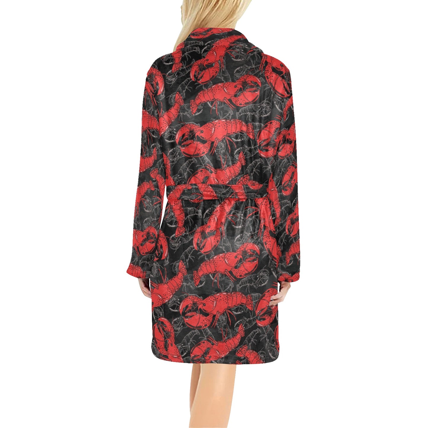 Lobster Pattern Print Design 04 Women's Fleece Robe
