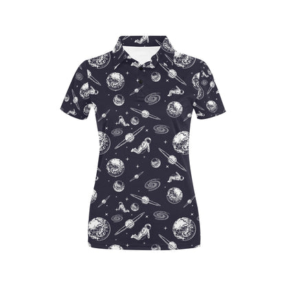 Space Astronaut Print Design LKS302 Women's Polo Shirt