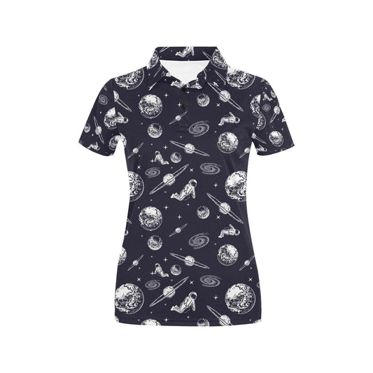 Space Astronaut Print Design LKS302 Women's Polo Shirt