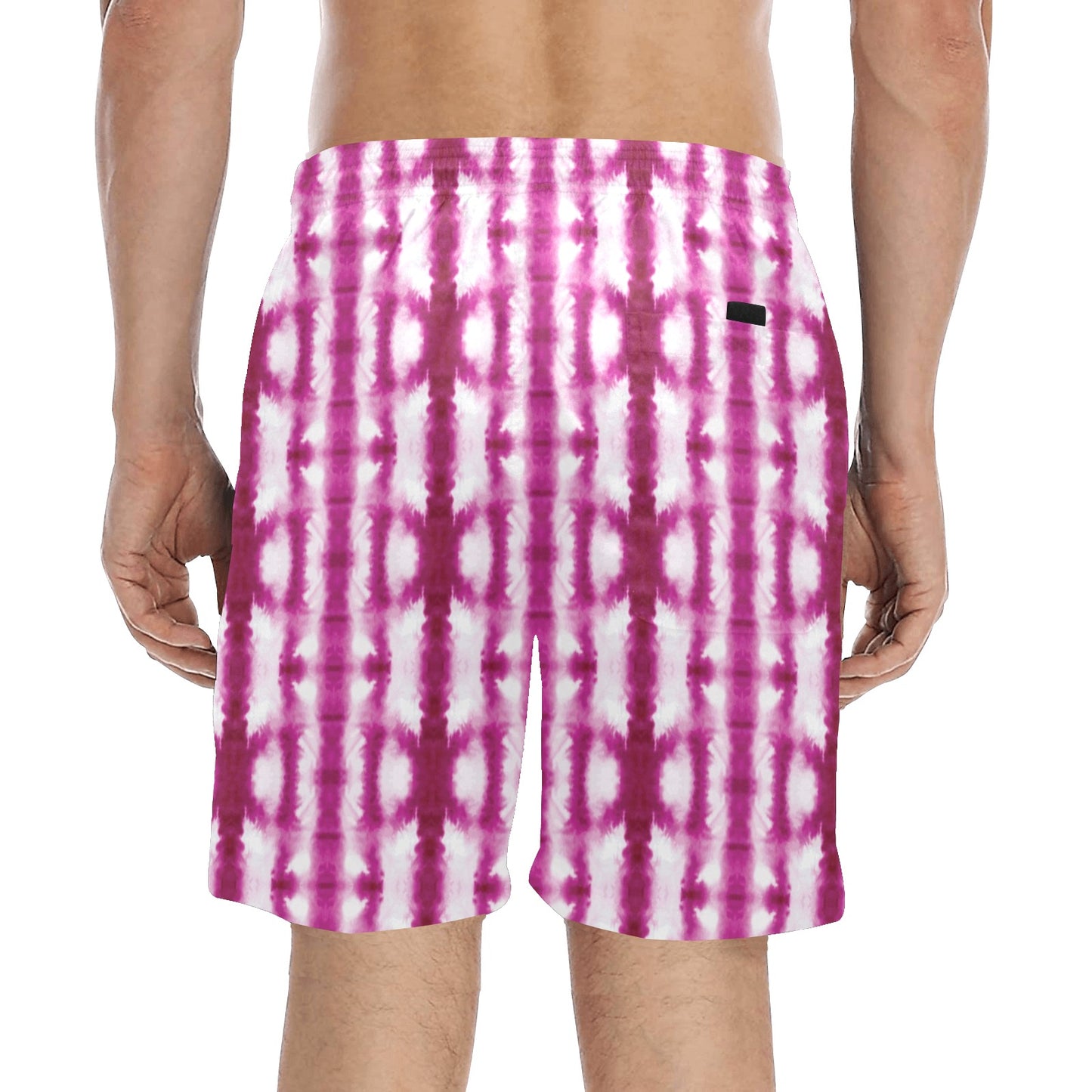 Tie Dye Dark Pink Print Design LKS303 Men's Swim Trunks Beach Shorts