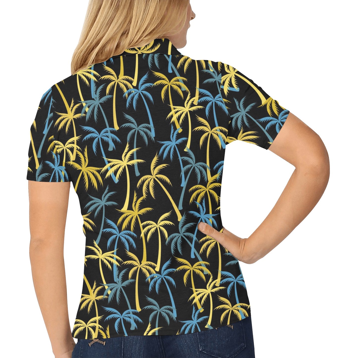 Palm Tree Pattern Women's Polo Shirt