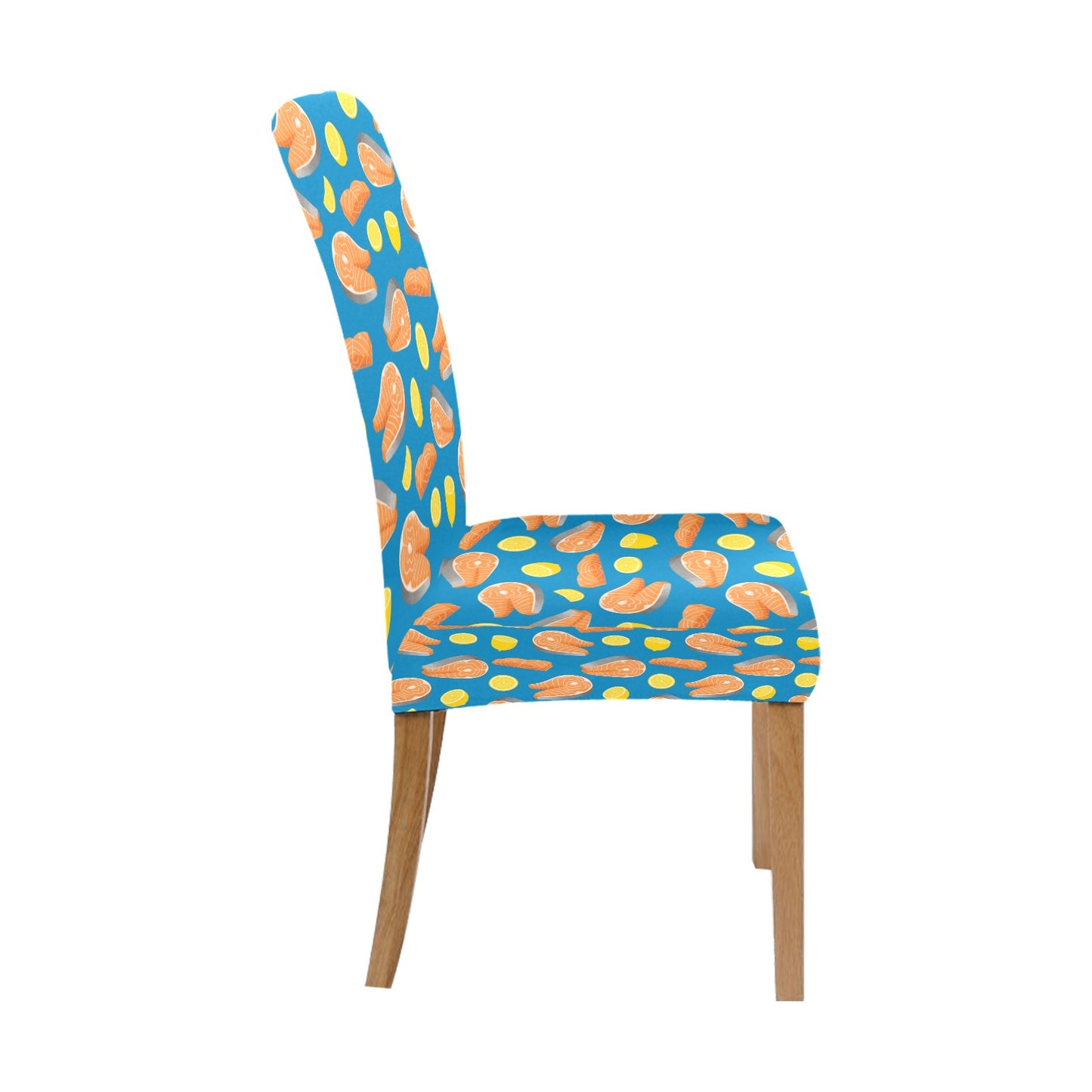 Salmon Steak With Lemon Print Design LKS308 Dining Chair Slipcover