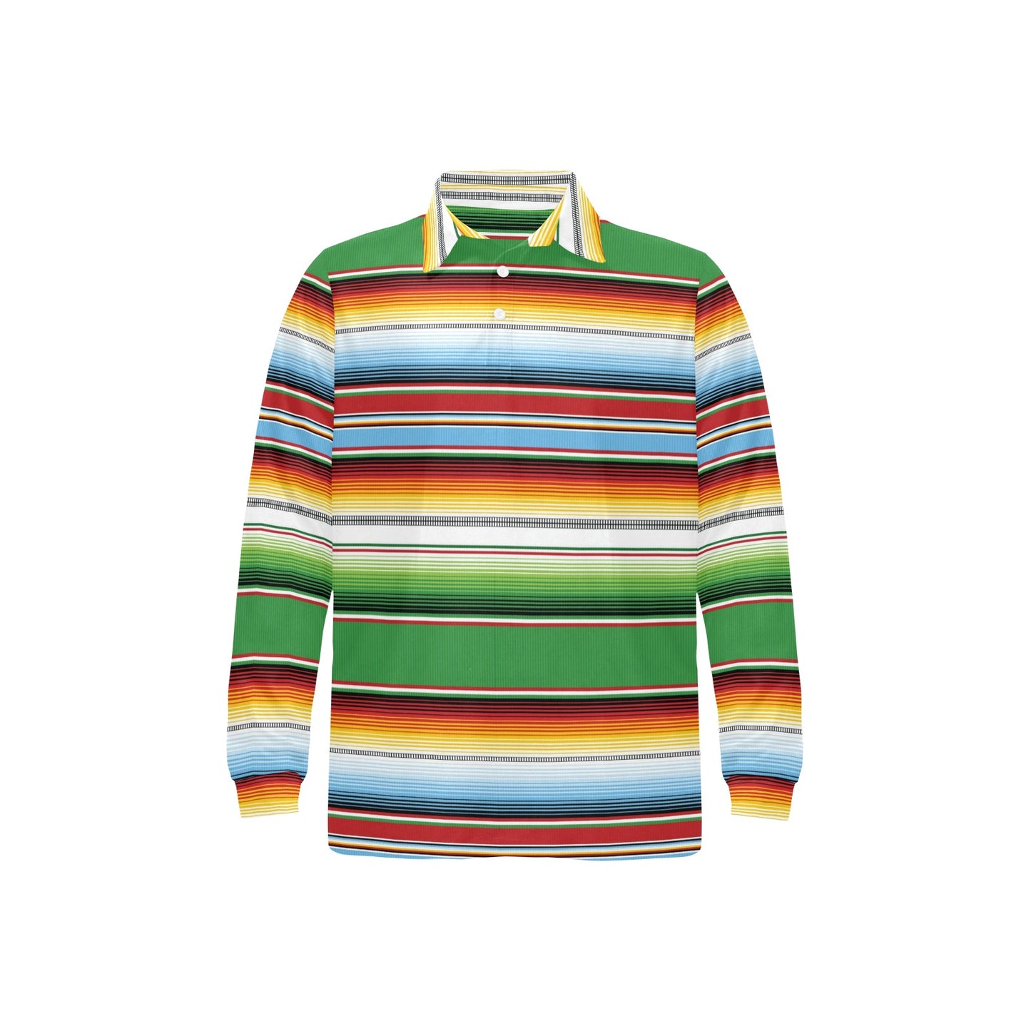 Serape Print Design LKS302 Long Sleeve Polo Shirt For Men's