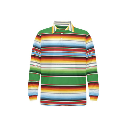 Serape Print Design LKS302 Long Sleeve Polo Shirt For Men's