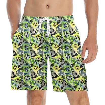 Soccer Ball Themed Print Pattern Men's Swim Trunks Beach Shorts