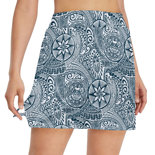 Samoan Pattern Print Design LKS306 17" Golf & Pickleball Skort with Pockets