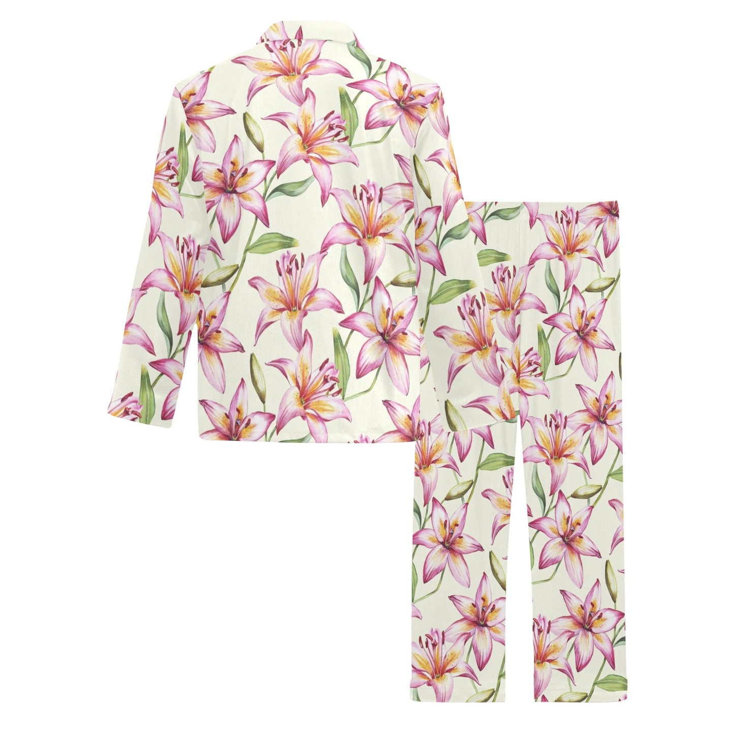 Lily Pattern Print Design LY011 Men's Long Pajama Set