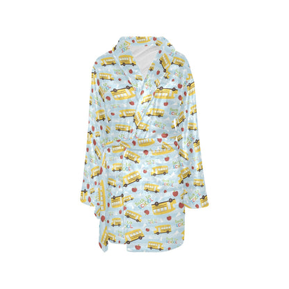 School Bus Back To School Print Design LKS303 Women's Fleece Robe
