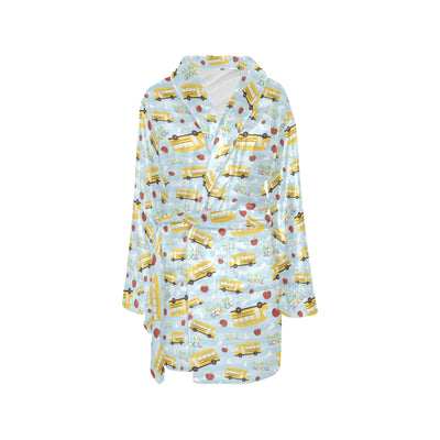 School Bus Back To School Print Design LKS303 Women's Fleece Robe