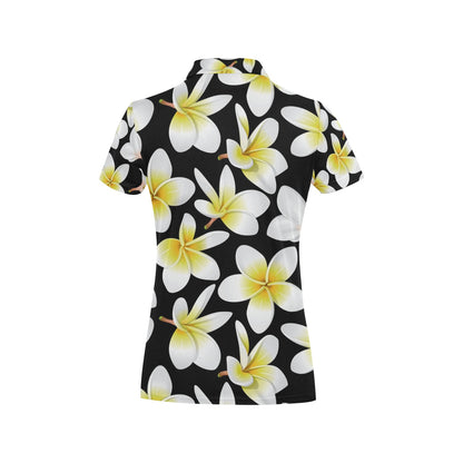 Yellow Plumeria Hawaiian Flowers Women's Polo Shirt