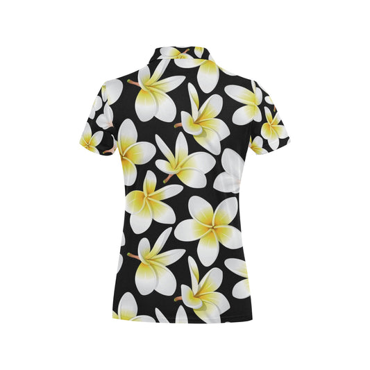 Yellow Plumeria Hawaiian Flowers Women's Polo Shirt