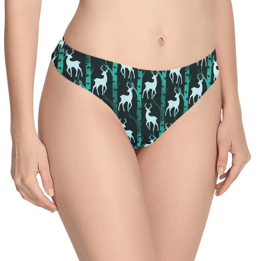 Deer Jungle Print Pattern Women's Thongs