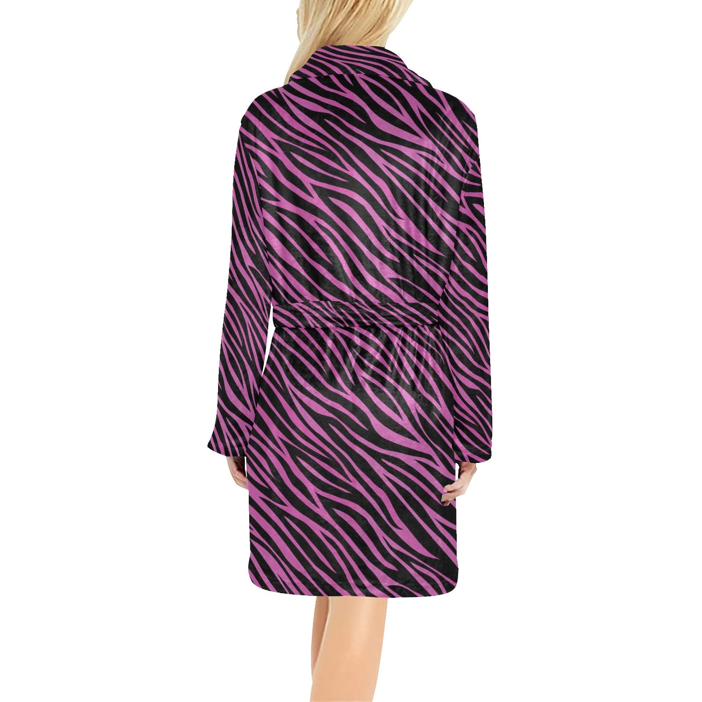 Zebra Pink Print Design LKS304 Women's Fleece Robe