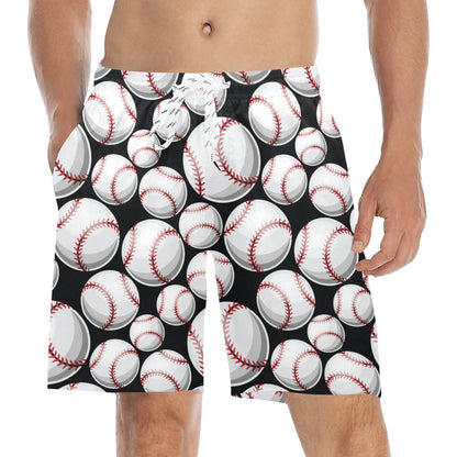 Baseball Black Background Men's Swim Trunks Beach Shorts