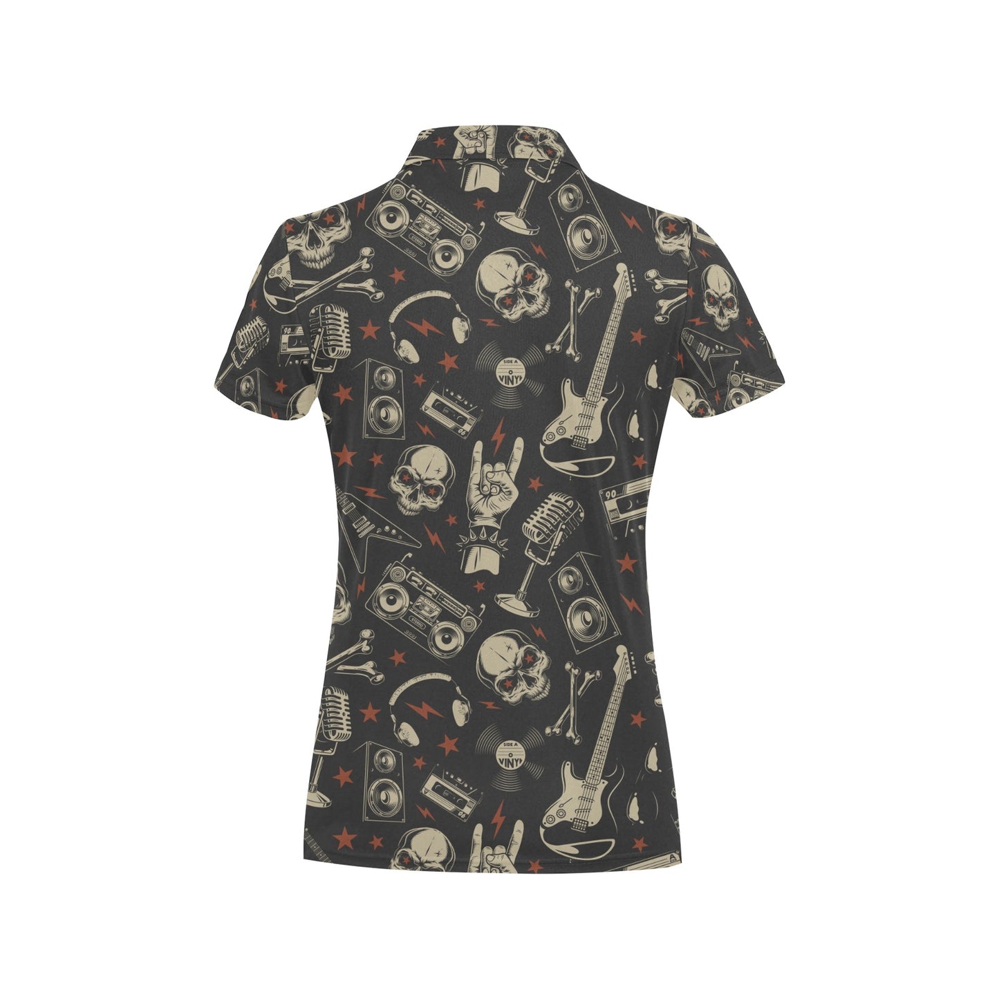 Rock and Roll Skull Pattern Print Design A03 Women's Polo Shirt