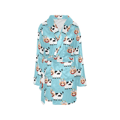 Cattle Cute Pattern Print Design 01 Women's Fleece Robe