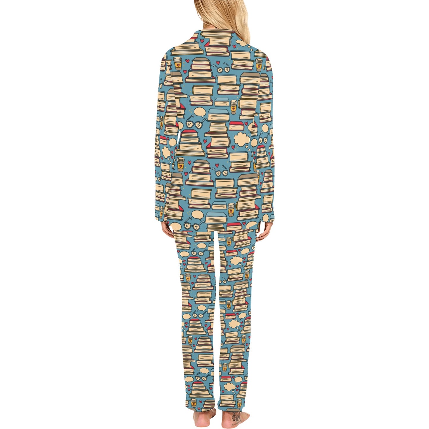 Book Pattern Print Design 03 Women's Long Pajama Set