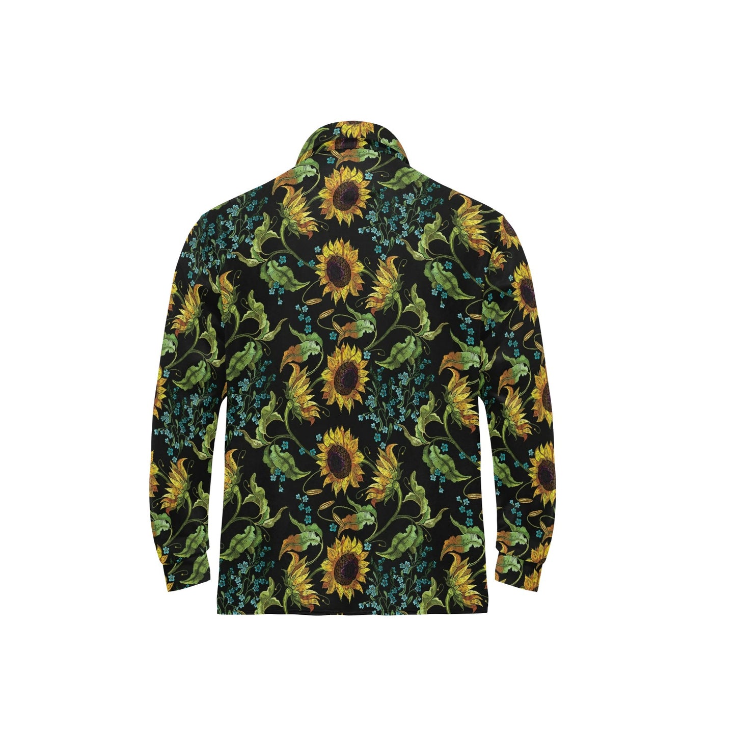 Sunflower Print Design LKS308 Long Sleeve Polo Shirt For Men's