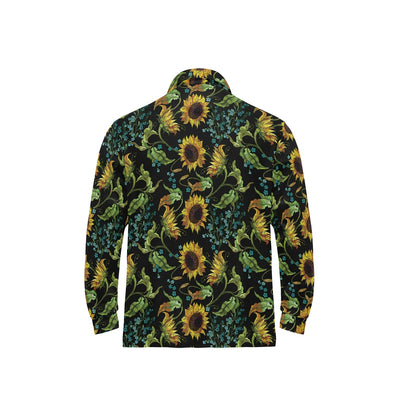 Sunflower Print Design LKS308 Long Sleeve Polo Shirt For Men's