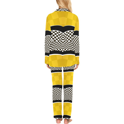 Checkered Pattern Print Design 02 Women's Long Pajama Set