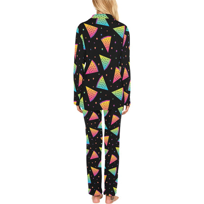 Rainbow Watermelon Pattern Print Design A04 Women's Long Pajama Set