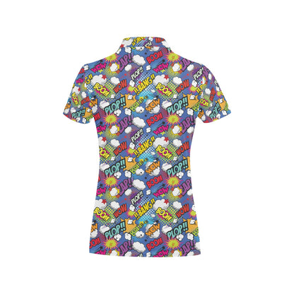 Comic Book Pattern Print Design 02 Women's Polo Shirt