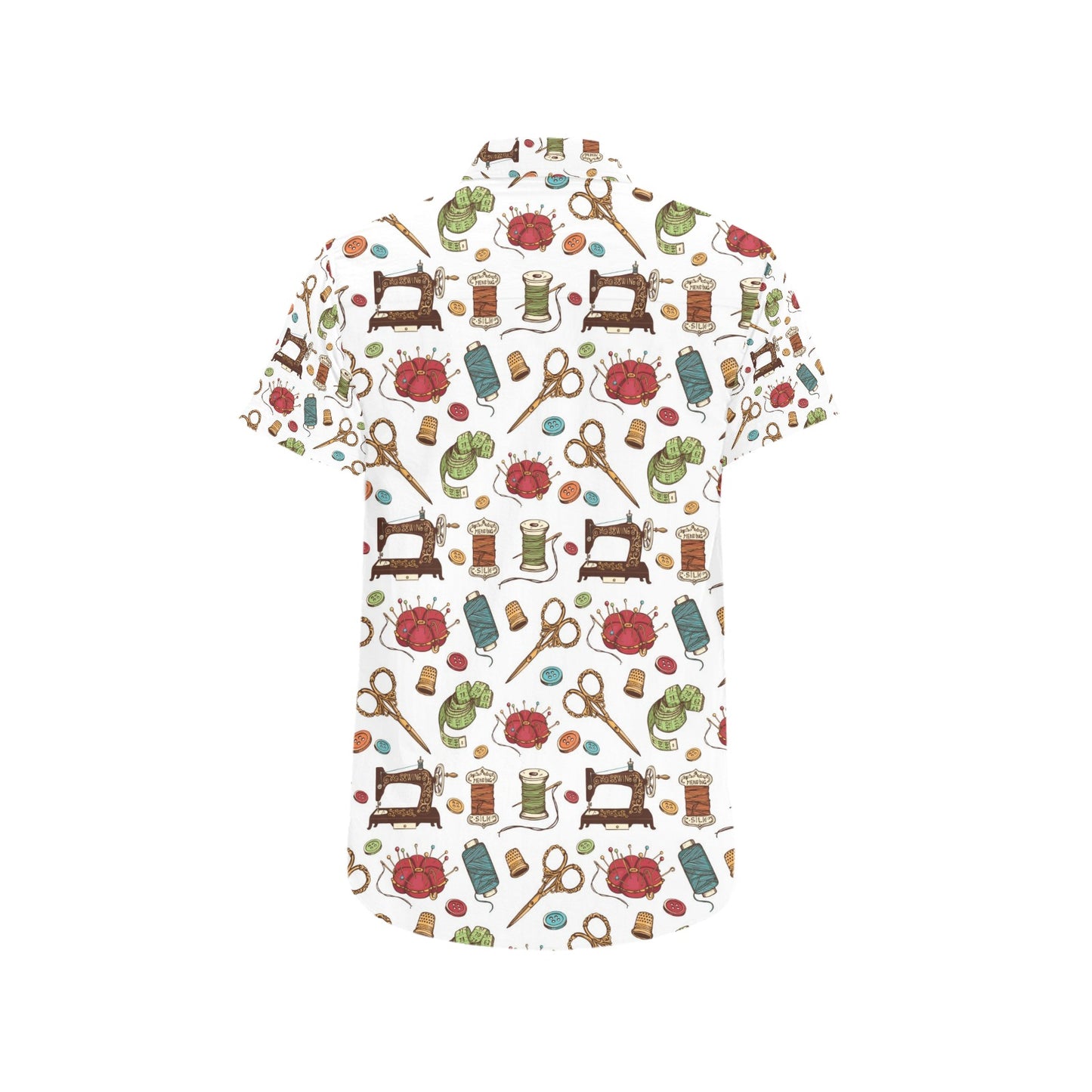Sewing Equipment Print Design LKS304 Men Short Sleeve Button Up Shirt