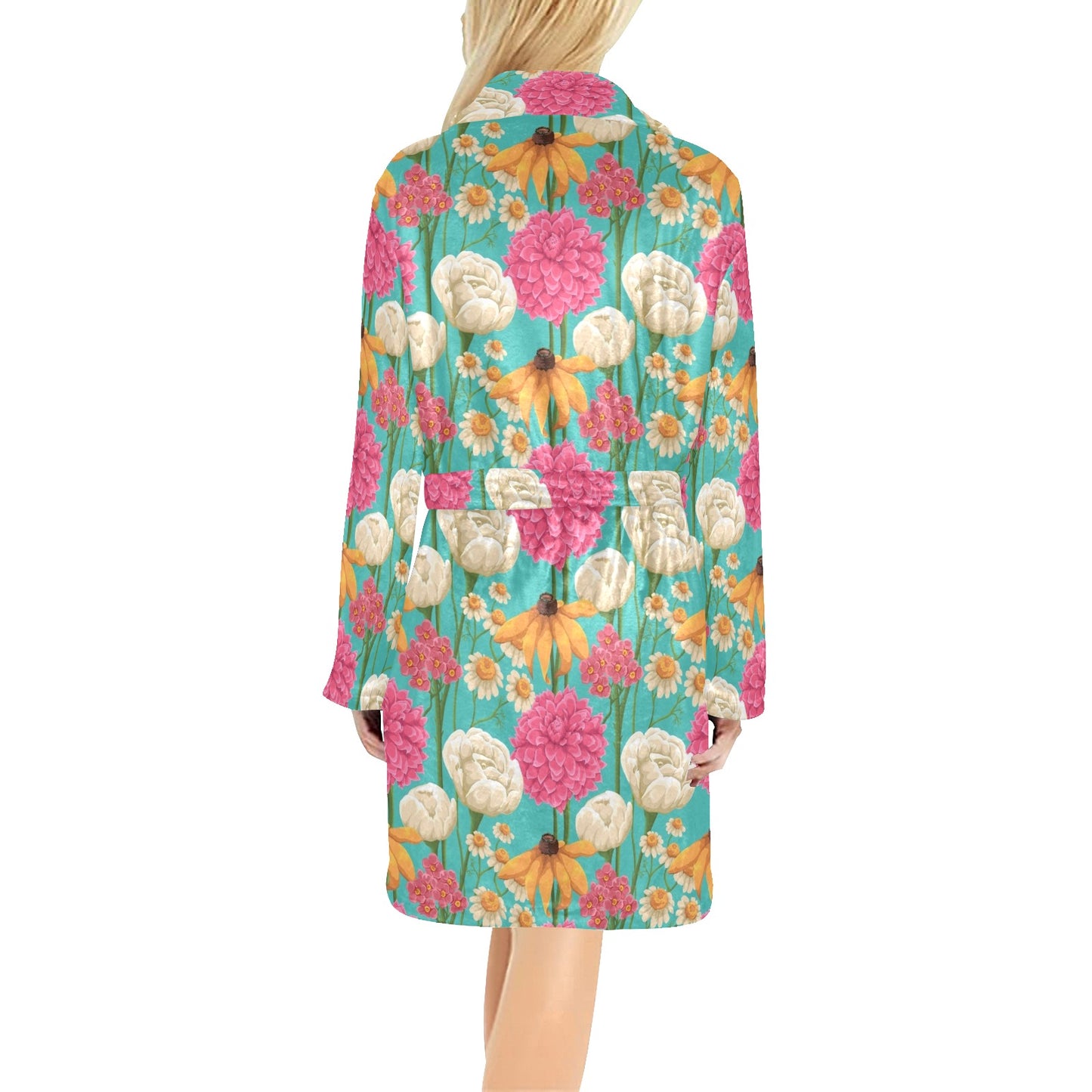 Summer Floral Pattern Print Design SF07 Women's Fleece Robe