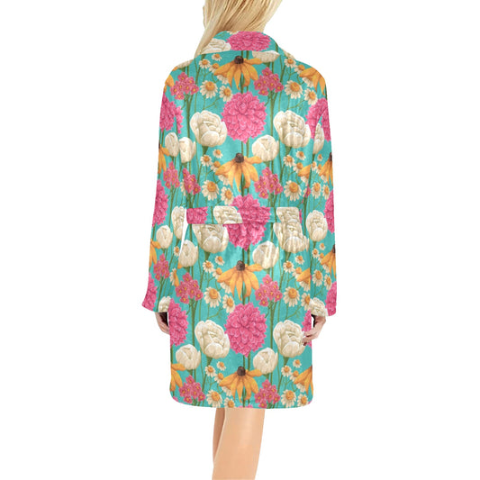 Summer Floral Pattern Print Design SF07 Women's Fleece Robe