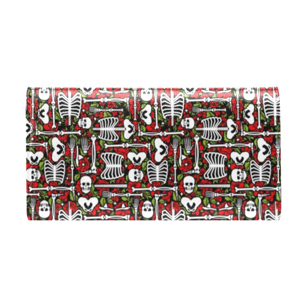 Skeleton Pattern Print Women's Trifold Wallet