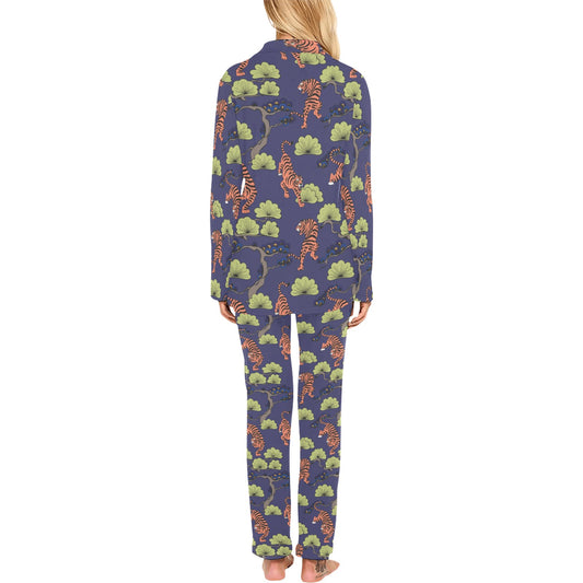Tiger Pattern Japan Style Women's Long Pajama Set