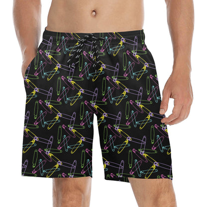 Safety Pin Print Design LKS304 Men's Swim Trunks Beach Shorts