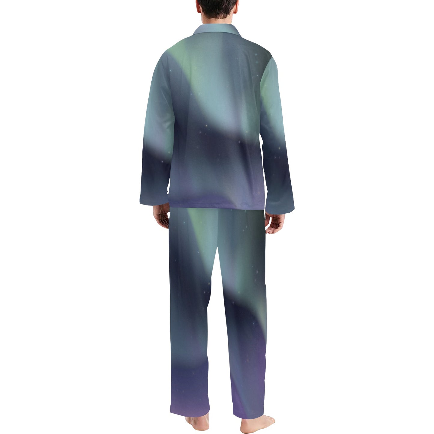 Aurora Borealis Pattern Print Design 01 Men's Long Pajama Set