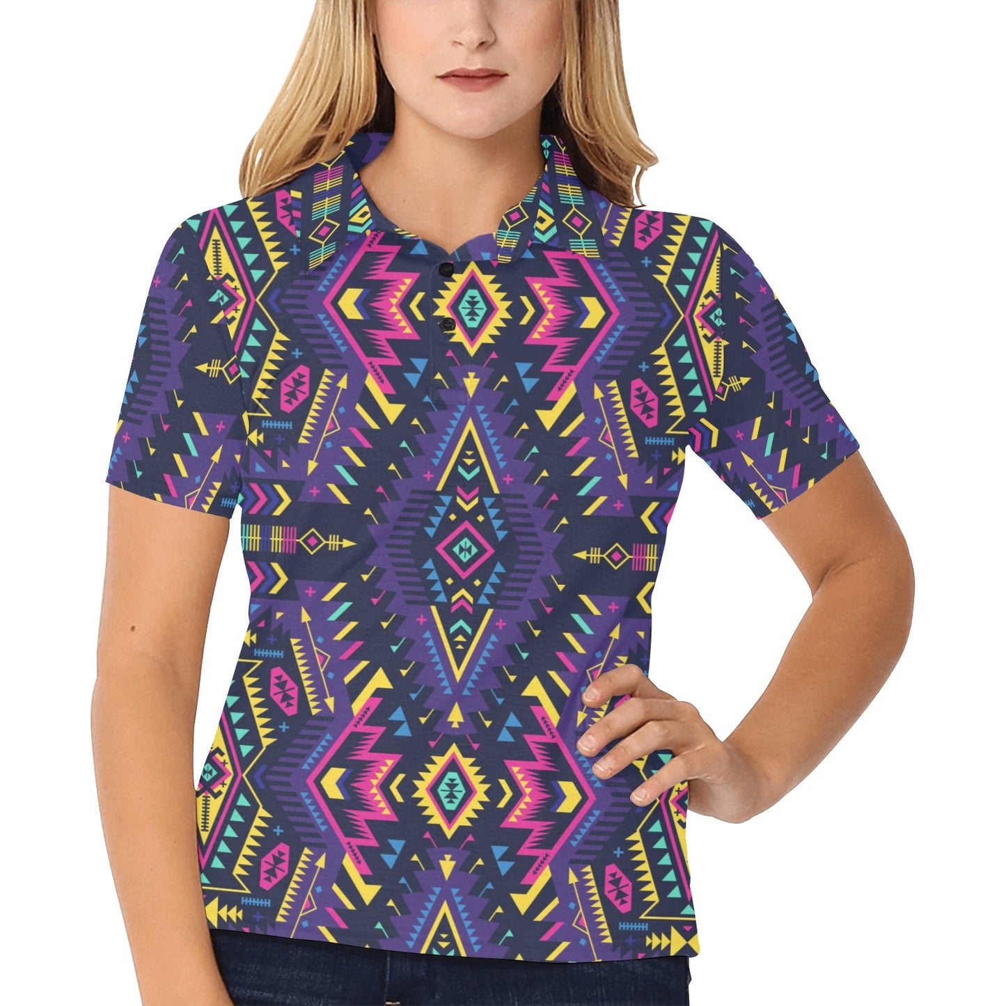 Aztec Pattern Print Design 07 Women's Polo Shirt