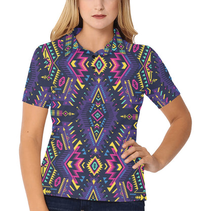 Aztec Pattern Print Design 07 Women's Polo Shirt